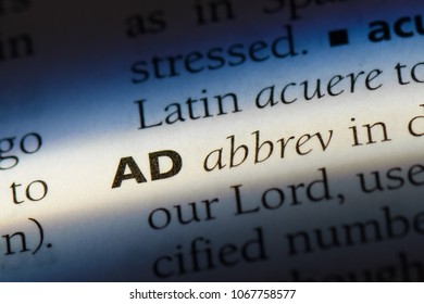 AD Anno Domini Word In A Dictionary. AD Anno Domini Concept.