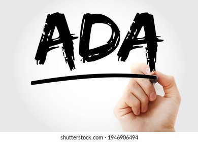 ADA Americans With Disabilities Act - Civil Rights Law That Prohibits Discrimination Based On Disability, Acronym Text Concept With Marker