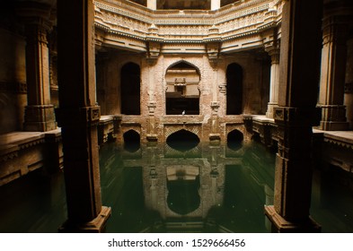 Adalaj (Gandhinagar),Gujarat/India-11/15/2015: Ancient Indian Technology For Rain Water Harvesting. This Is Building Is A Stepwell Built In 1498 In The Memory Of Rana Veer Singh Of Vaghela Dynasty