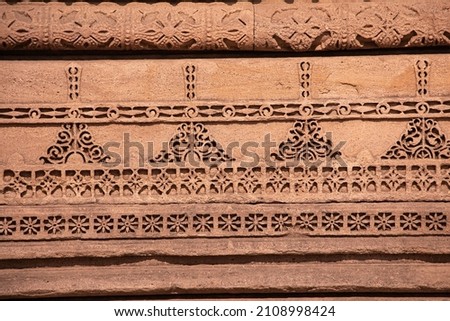 Adalaj Stepwell Entrance Steps Stone Carving wall decor Ahmedabad Gujarat temple wall art work Historical Place Frame Border