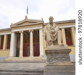 Adamantios Korais statue in front of the National university of Athens