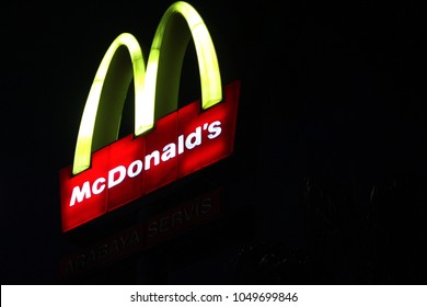 Adana - Turkey. November, 2017. McDonald's Logo Night View.