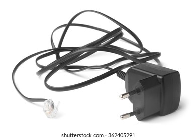 Adapter For Cordless Telephone On White Background