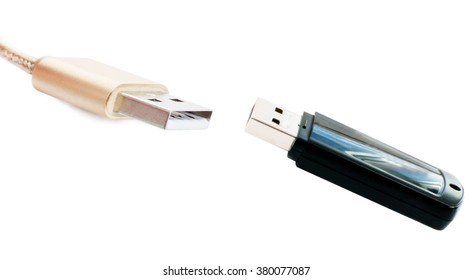 The adapter USB and flash memory card on a white background
