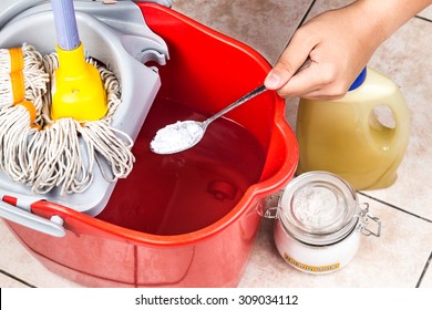 Add Baking Soda To Floor Cleaner And Water For House Cleaning