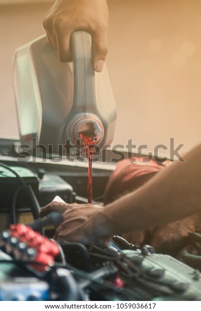 Add oil to the
engine new engine oil red
