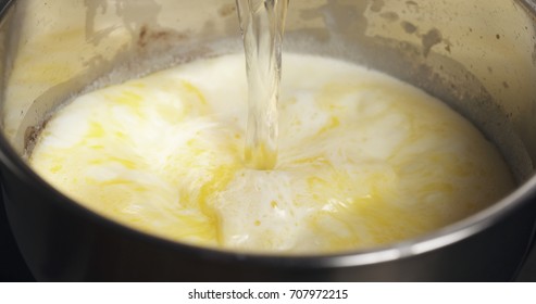 Add Water To Mix Of Melted Butter With Water