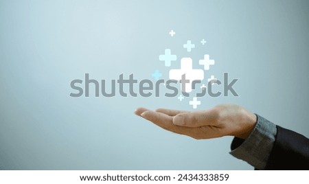 Added value increase benefit concept. Offer positive thing mindset, personal development, social network profit, health insurance, profit growth development in business. Add value more feature 