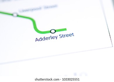 Adderley Street Station. Birmingham Metro Map.