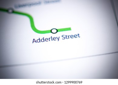 Adderley Street Station. Birmingham Metro Map.