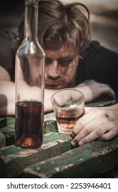Addiction and Inner Emptiness: psychological problems of people. Antisocial behavior of a young man with dissociative disorders escapes reality and life's unlived difficulties. Selective focus. - Shutterstock ID 2253946401