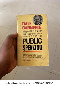 Addis Ababa, Ethiopia - October 18, 2021: Dale Carnegie How To 
Develop Self-confidence And Influence People By Public Speaking Book. Old Book. Front Cover.