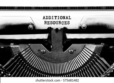 Additional Resources Typed Words On A Vintage Typewriter Conceptual                              