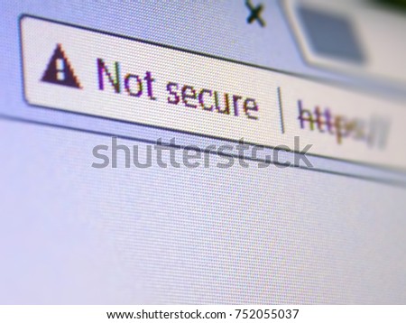 Address bar in the browser with a message about insecure connection