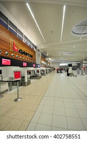 Adelaide, Australia - April 7, 2012: Airport Interior - Check-in Counter