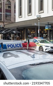 Adelaide, Australia - August 23, 2022: South Australian Police Car In  Front Of The Police Office In Hindley Street