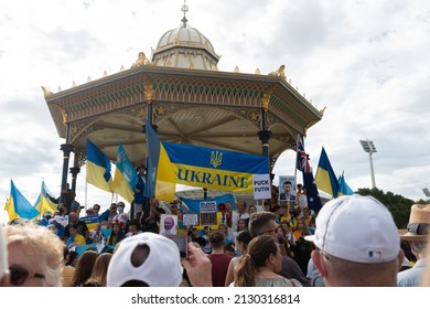 Adelaide, Australia - Feb 27, 2022: South Australian Rally For Support Of Ukraine And Protest Against Russian Invasion. Poster: Ukraine; Puck Futin