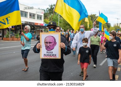 Adelaide, Australia - Feb 27, 2022: South Australian Rally For Support Of Ukraine And Protest Against Russian Invasion. Poster: Mass Murderer