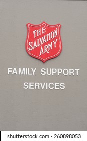 ADELAIDE, AUSTRALIA - March 15 2015: The Salvation Army Logo At One Of Its Family Support Centres. The Salvation Army Is An Organisation Providing Services To Disadvantged People In The Community.