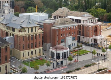 Adelaide, Australia - May 28, 2021: The Top View To The Historic Buildings Of Old Royal Adelaide Hospital Transforming Into Lot Fourteen, Modern Business Precinct In South Australian Capital City.