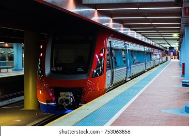 ADELAIDE, AUSTRALIA - OCTOBER 1, 2017: Train On Adelaide Railway Station