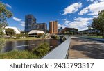 Adelaide city on the banks of the River Torrens. Adelaide. South Australia.