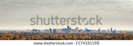 Adelaide city skyline panoramic view from the hills, South Australia