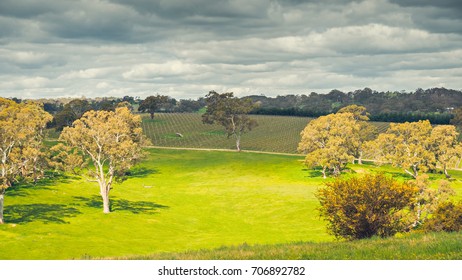 Adelaide Hills Wine Region Landscape Viewed From Woodside, South Australia