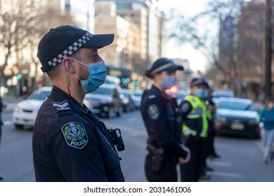 Adelaide, South Australia - August 14,2021: Australian Afghans Protest For The People Of Afghanistan, Police Offers Stand By The Protesters