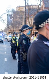 Adelaide, South Australia - August 14,2021: Australian Afghans Protest For The People Of Afghanistan, Police Offers Stand By The Protesters 