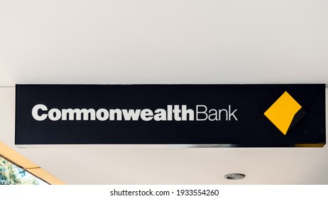 Adelaide, South Australia - August 17, 2019: Commonwealth Bank Branch Logo Sign Above The Entrance Near Unley Shopping Centre