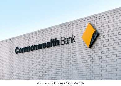 Adelaide, South Australia - August 17, 2019: Commonwealth Bank Branch Logo Sign Above The Entrance Near Unley Shopping Centre