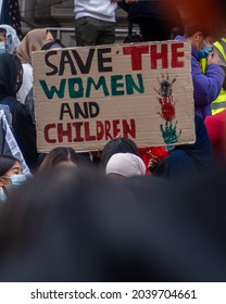 Adelaide, South Australia - August 29,2021: Hazara Australians Stand With Their Signs In Front Of The Parliament House Of South Australia.