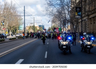 Adelaide, South Australia - August 29,2021: Hazara Australians Marches As The South Australian Police Protects Them.