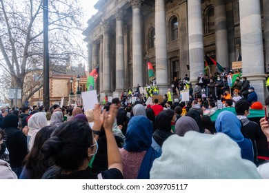 Adelaide, South Australia - August 29,2021: Hazara Australians Stand With Their Signs In Front Of The Parliament House Of South Australia.