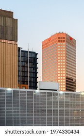 Adelaide, South Australia - December 23, 2018:  Westpac Main Office Building In Adelaide City Centre At Dusk Viewed From The Rooftop Car Park