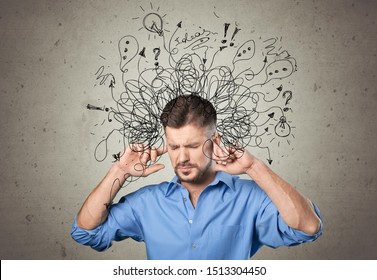 Adhd stress anxiety adult hard man mess - Shutterstock ID 1513304450