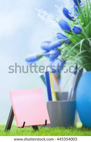 Adhesive note with empty space at green office