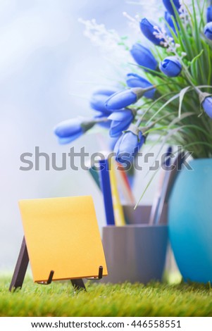 Adhesive note with empty space at green office
