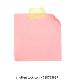 Adhesive Notes, Isolated Object on White background: Pink with Yellow tape