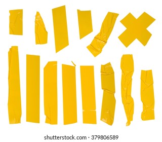 Adhesive Yellow Tape Set. Isolated On White.