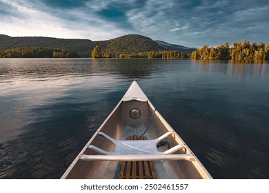 Adirondack Canoe on Lake George, New York at Sunrise