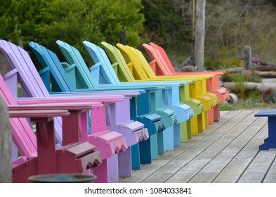 Adirondack Chairs On The Beach Deck