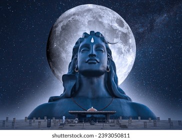 The Adiyogi Shiva bust is a 34-metre tall, 45-metre long and 25-metre wide steel bust of Shiva with Thirunamam at Coimbatore, Tamil Nadu. It is recognized by the Guinness World Records as the 