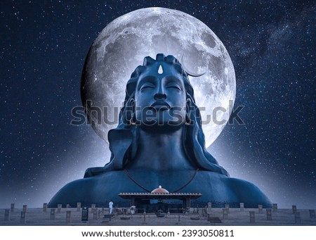 The Adiyogi Shiva bust is a 34-metre tall, 45-metre long and 25-metre wide steel bust of Shiva with Thirunamam at Coimbatore, Tamil Nadu. It is recognized by the Guinness World Records as the 