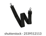 Adjustable black nylon strap with metal swivel hooks on both ends, suitable for bags, cameras, or other items requiring a durable and versatile strap. Isolate on white background.