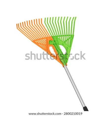 Adjustable fan leaf rake with expandable plastic tines for efficient garden cleanup isolated on light background