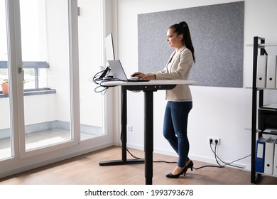 Adjustable Height Office Desk. Working While Standing