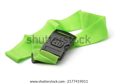 Adjustable luggage strap with combination lock isolated on white 