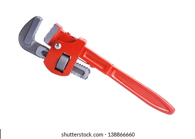 Adjustable Pipe Wrench Isolated On White Background